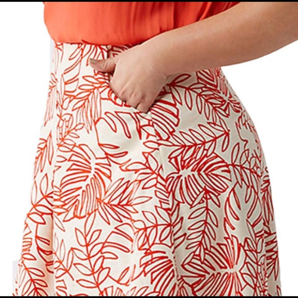 Lane Bryant colorblock Pleated Skirt Leaf Print - Picture 4 of 6